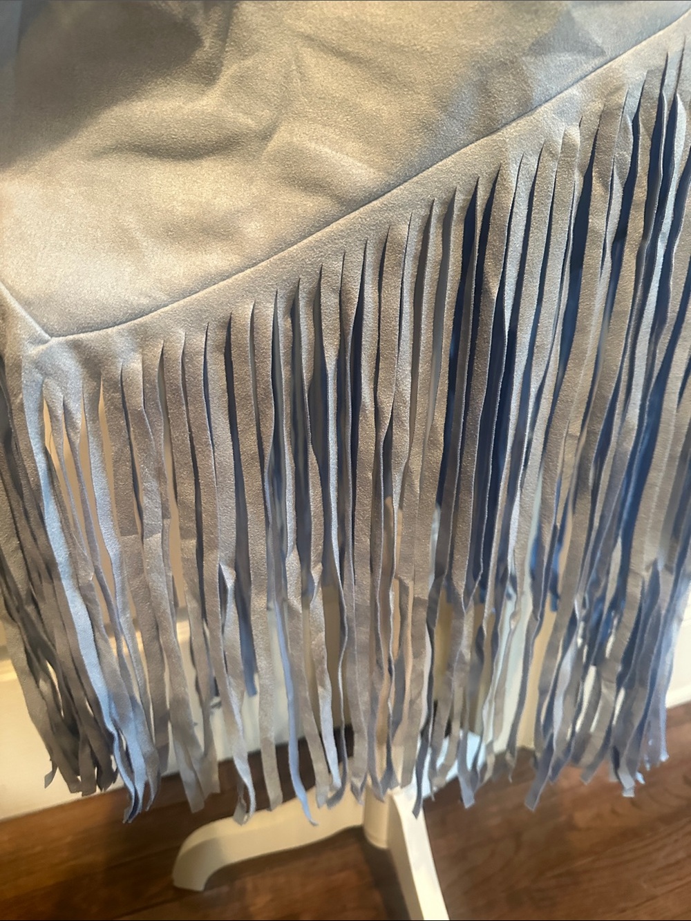 NEW Women's Light Blue Fringe Suede Dress with Zip Front - Picture 4 of 6